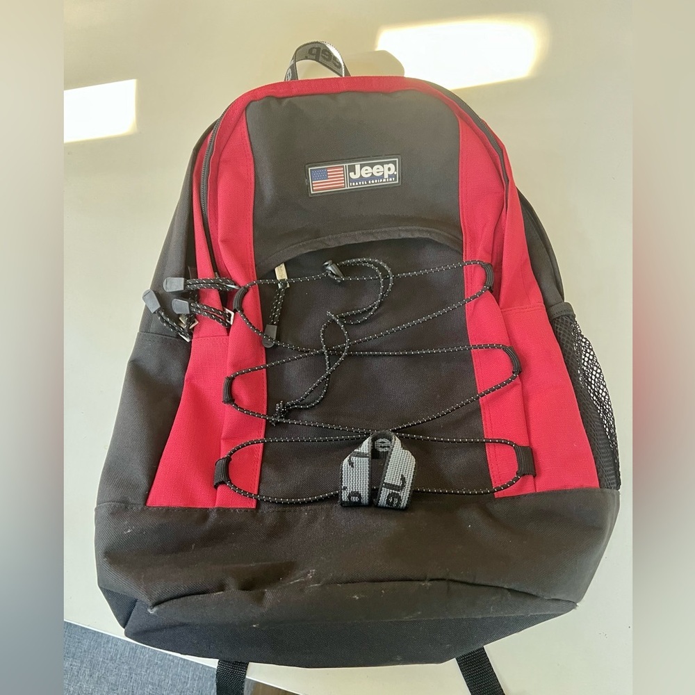 Jeep Travel Equipment Red & Black Backpack Bag hiking camping school​